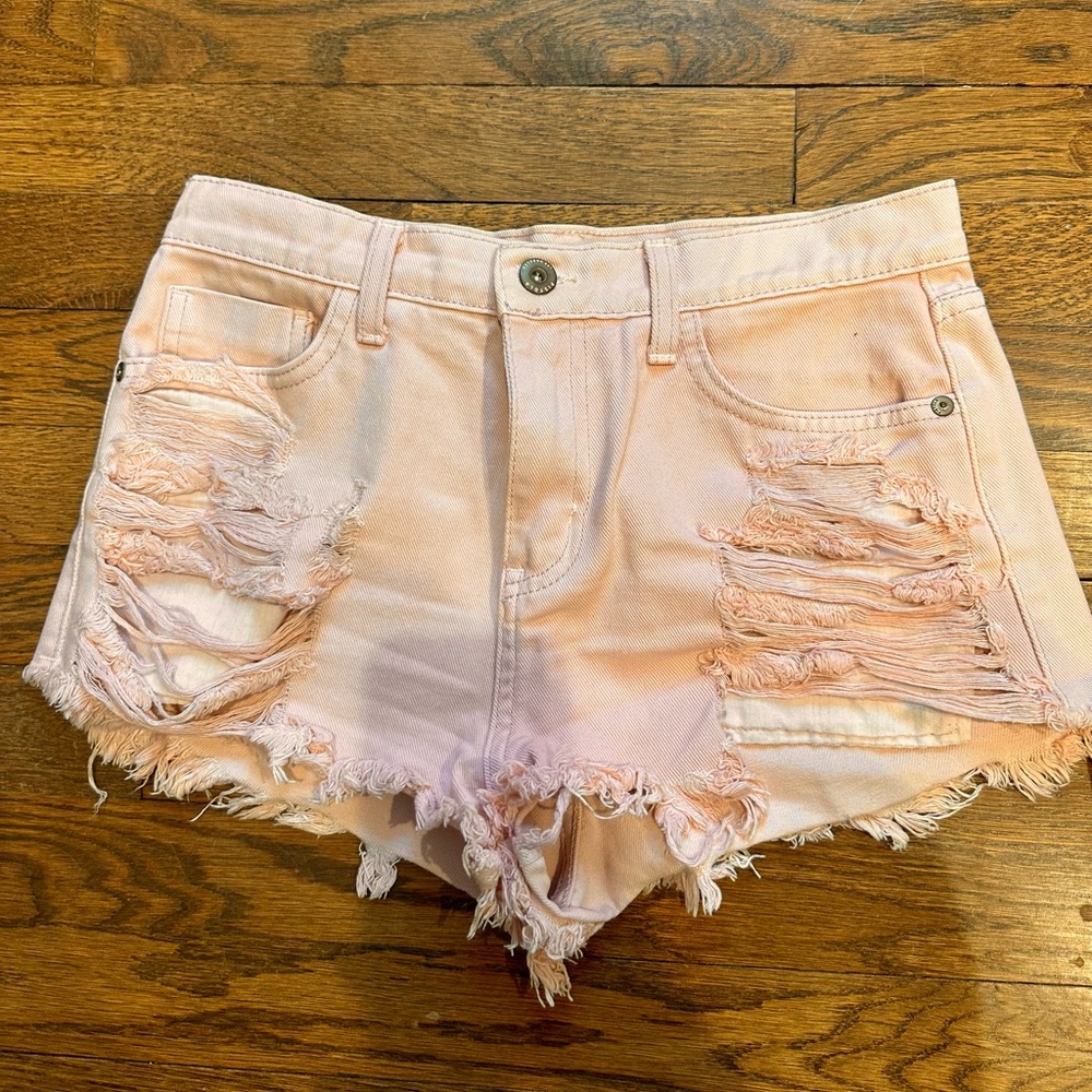Pistola Light Pink Distressed Jean Shorts